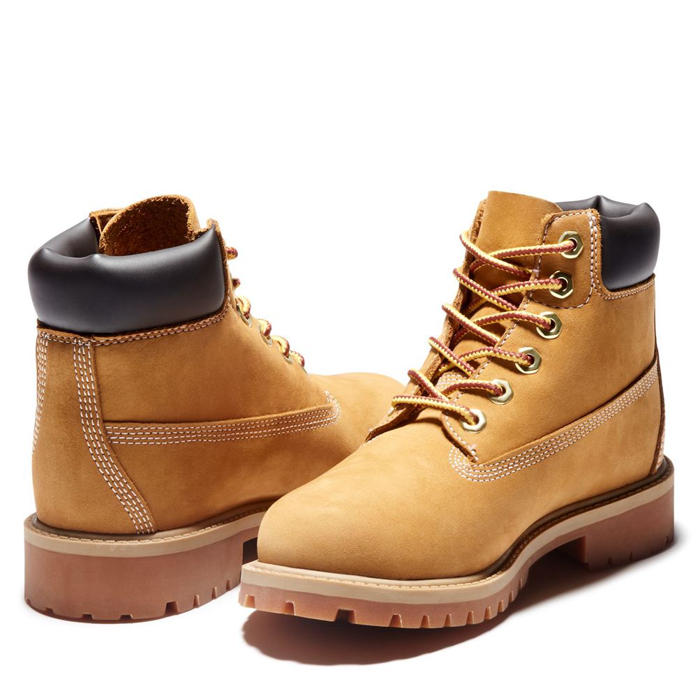 Timberland 6-Inch Μποτακια Παιδικα Καφε - Youth Premium Waterproof - Greece 0184692-YT